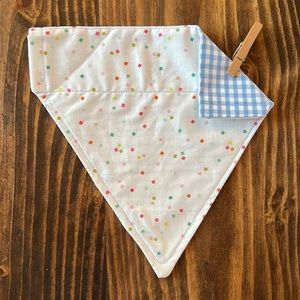 Handmade- L - Reversible Pet Bandana - Slips over collar - Confetti/Plaid